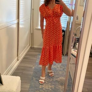 Ann Taylor Luxury Orange Midi/Formal Dress